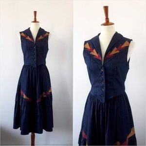 Vintage denim two piece - skirt and vest, excellent condition!